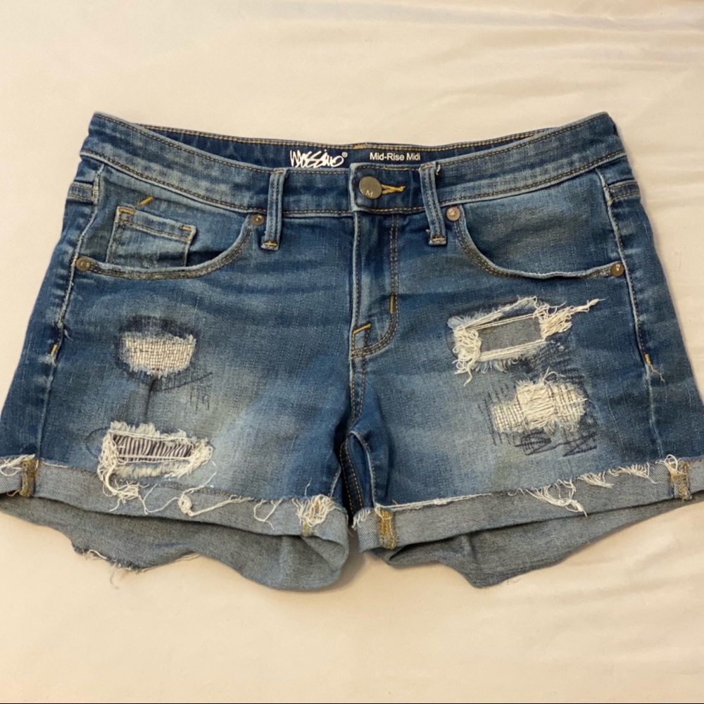 Mossimo Midi-Length Distressed Denim Shorts